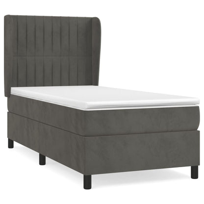 Giroletto a Molle con Materasso Grigio Scuro 90x190 cm Velluto | homemem39