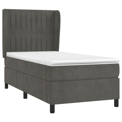 Giroletto a Molle con Materasso Grigio Scuro 90x190 cm Velluto | homemem39