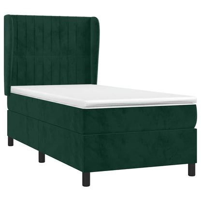 Giroletto a Molle con Materasso Verde Scuro 90x190 cm Velluto