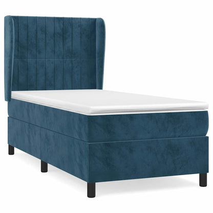 Giroletto a Molle con Materasso Blu Scuro 90x190 cm in Velluto | homemem39