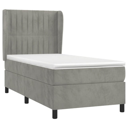 Giroletto a Molle con Materasso Grigio Chiaro 90x200 cm Velluto | homemem39