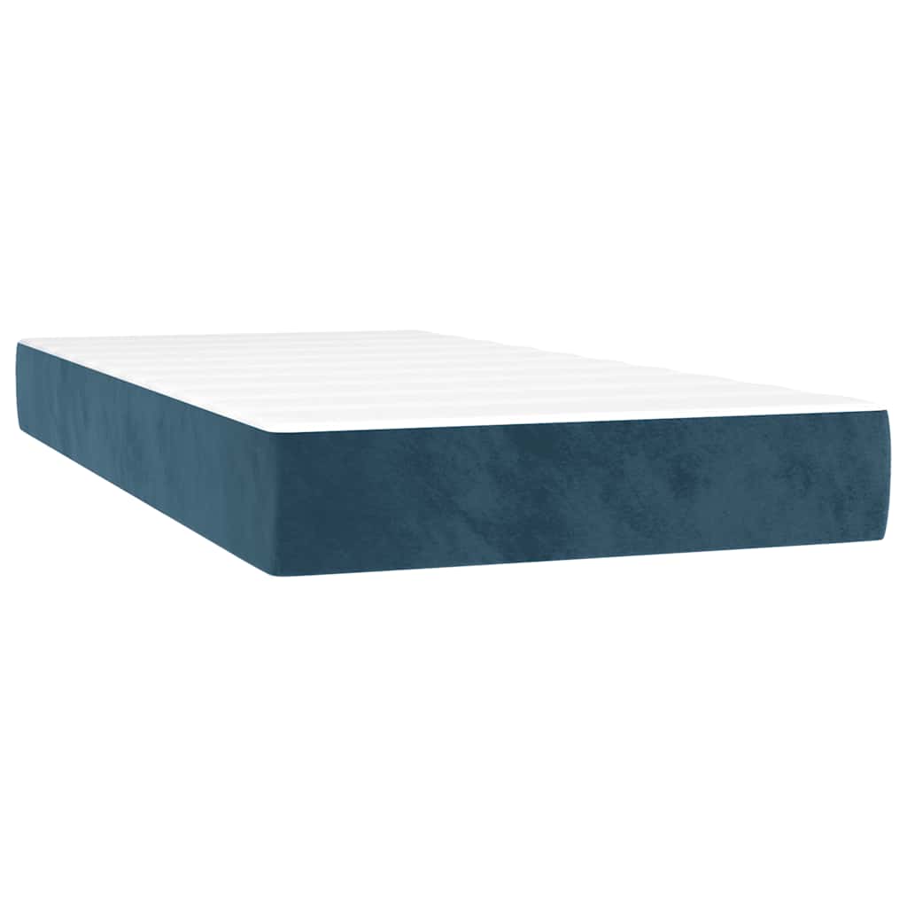 Giroletto a Molle con Materasso Blu Scuro 90x200 cm in Velluto | homemem39