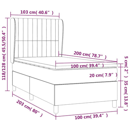 Giroletto a Molle con Materasso Blu Scuro 100x200 cm in Velluto | homemem39