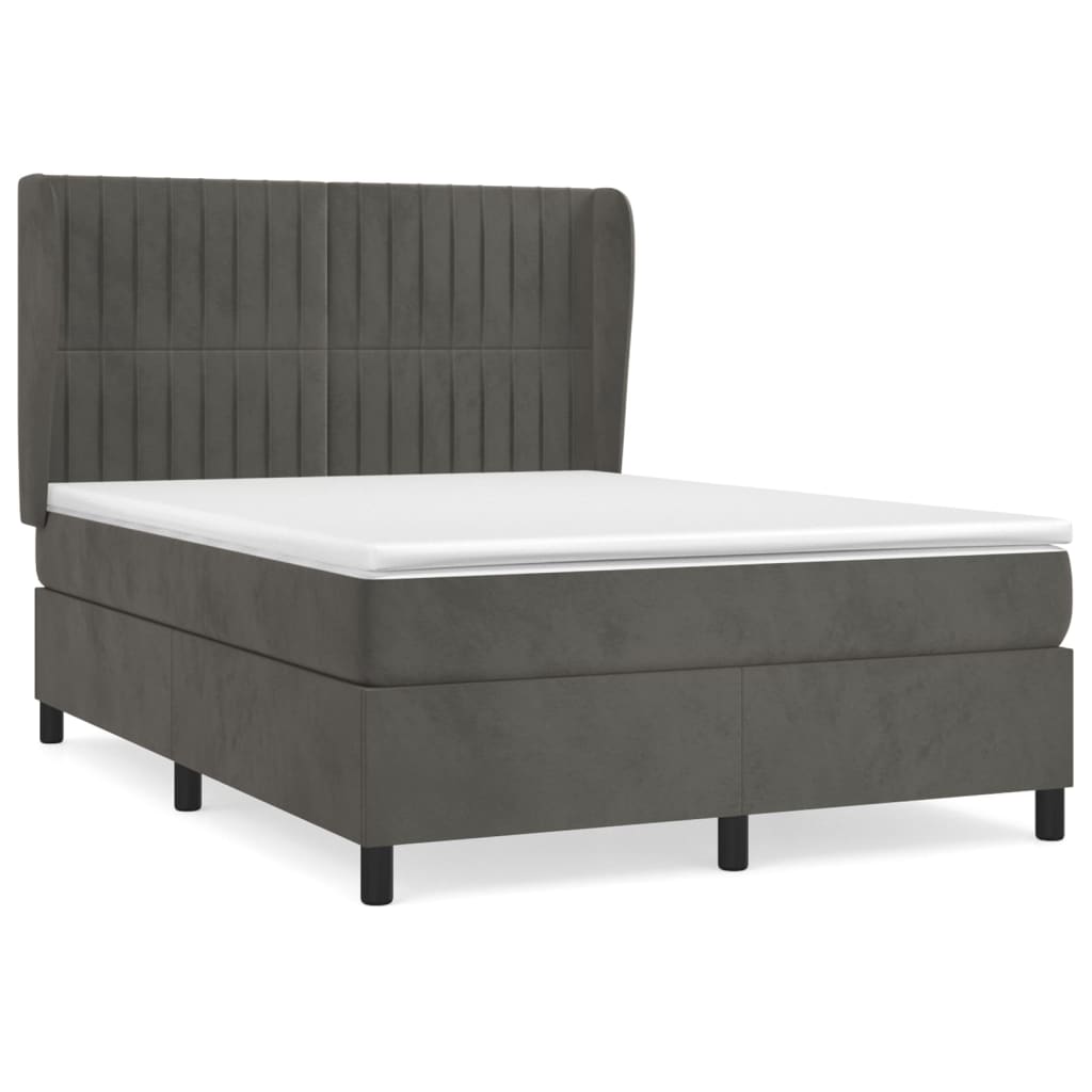 Giroletto a Molle con Materasso Grigio Scuro 140x190 cm Velluto | homemem39