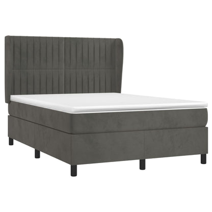 Giroletto a Molle con Materasso Grigio Scuro 140x190 cm Velluto | homemem39