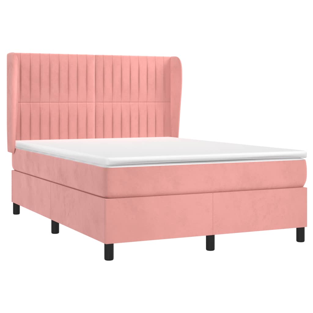 Giroletto a Molle con Materasso Rosa 140x190 cm in Velluto | homemem39