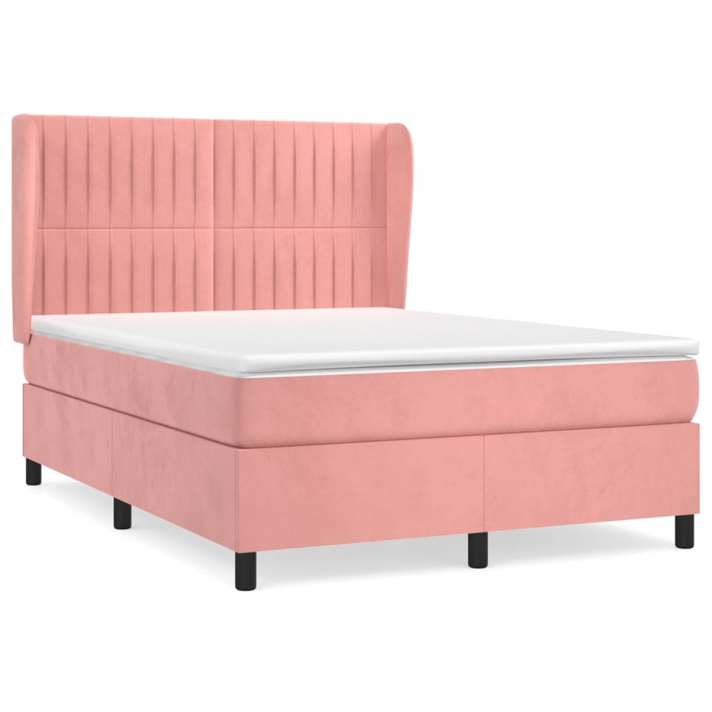 Giroletto a Molle con Materasso Rosa 140x200 cm in Velluto | homemem39