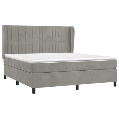 Giroletto a Molle con Materasso Grigio Chiaro 160x200cm Velluto | homemem39