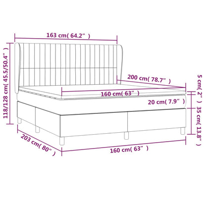 Giroletto a Molle con Materasso Grigio Scuro 160x200 cm Velluto | homemem39