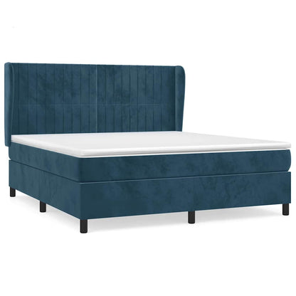 Giroletto a Molle con Materasso Blu Scuro 160x200 cm in Velluto | homemem39