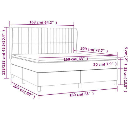 Giroletto a Molle con Materasso Blu Scuro 160x200 cm in Velluto | homemem39