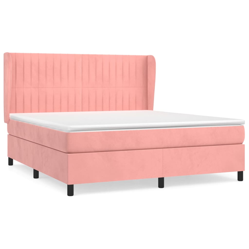 Giroletto a Molle con Materasso Rosa 160x200 cm in Velluto | homemem39