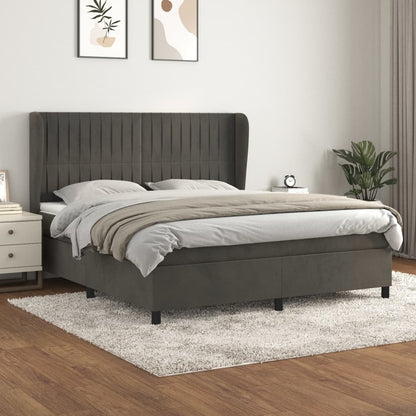 Giroletto a Molle con Materasso Grigio Scuro 180x200 cm Velluto | homemem39