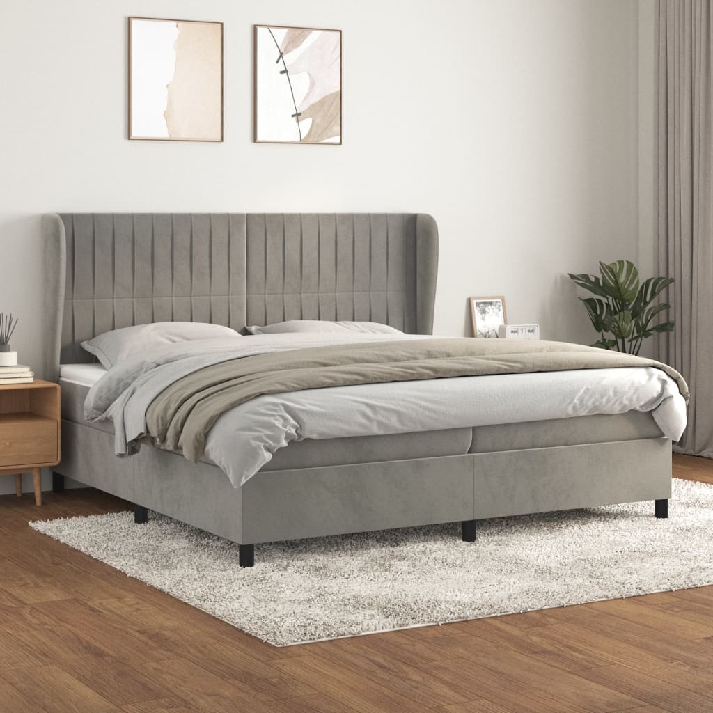 Giroletto a Molle con Materasso Grigio Chiaro 200x200cm Velluto | homemem39