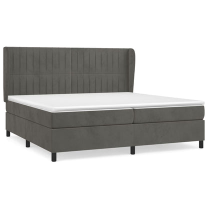 Giroletto a Molle con Materasso Grigio Scuro 200x200 cm Velluto | homemem39
