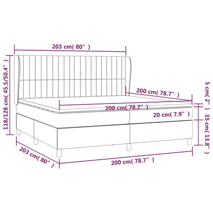 Giroletto a Molle con Materasso Grigio Scuro 200x200 cm Velluto | homemem39