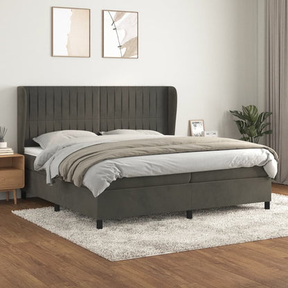 Giroletto a Molle con Materasso Grigio Scuro 200x200 cm Velluto | homemem39