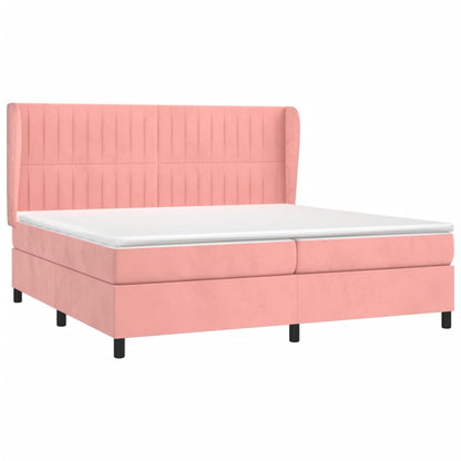 Giroletto a Molle con Materasso Rosa 200x200 cm in Velluto | homemem39