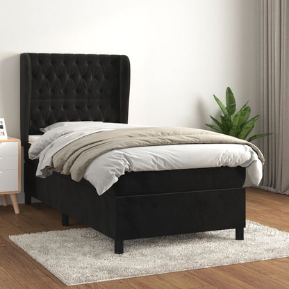 Giroletto a Molle con Materasso Nero 80x200 cm in Velluto | homemem39