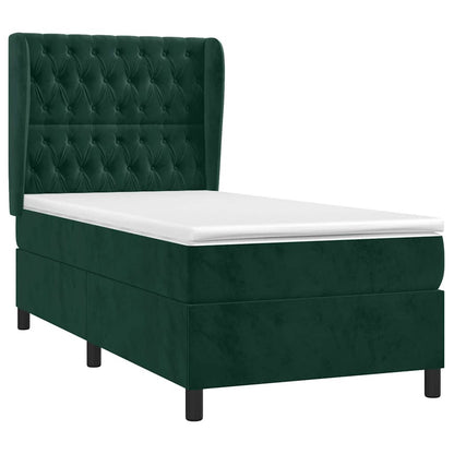 Giroletto a Molle con Materasso Verde Scuro 80x200 cm Velluto | homemem39