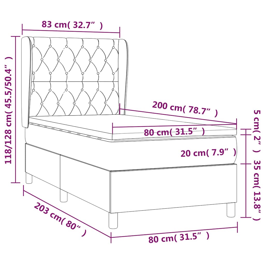 Giroletto a Molle con Materasso Verde Scuro 80x200 cm Velluto | homemem39