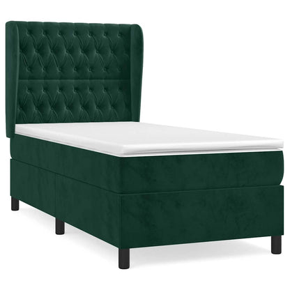 Giroletto a Molle con Materasso Verde Scuro 100x200 cm Velluto | homemem39