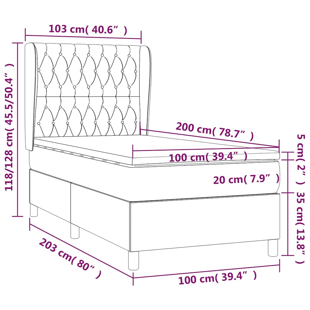 Giroletto a Molle con Materasso Verde Scuro 100x200 cm Velluto | homemem39
