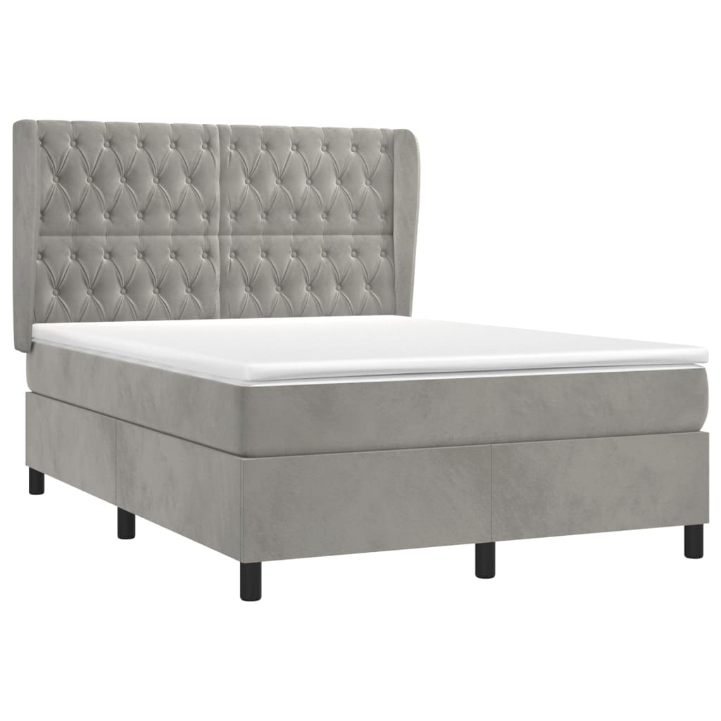 Giroletto a Molle con Materasso Grigio Chiaro 140x190cm Velluto | homemem39
