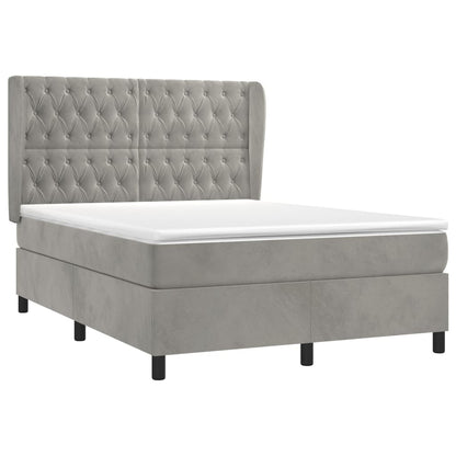 Giroletto a Molle con Materasso Grigio Chiaro 140x190cm Velluto | homemem39