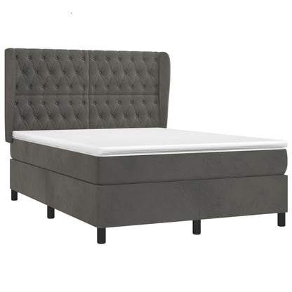 Giroletto a Molle con Materasso Grigio Scuro 140x190 cm Velluto | homemem39