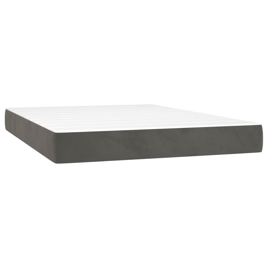 Giroletto a Molle con Materasso Grigio Scuro 140x190 cm Velluto | homemem39