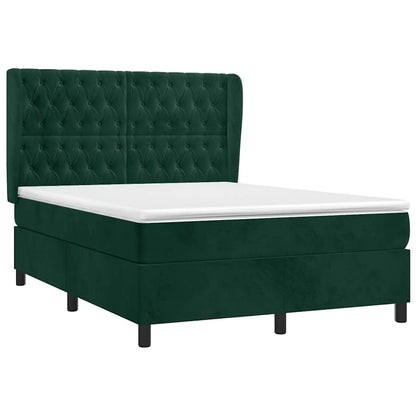 Giroletto a Molle con Materasso Verde Scuro 140x190 cm Velluto