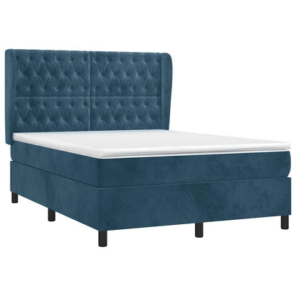 Giroletto a Molle con Materasso Blu Scuro 140x190 cm in Velluto | homemem39