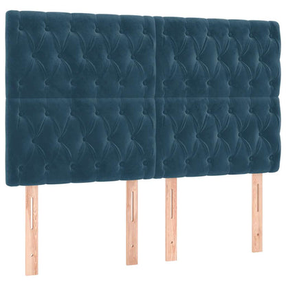 Giroletto a Molle con Materasso Blu Scuro 140x190 cm in Velluto | homemem39