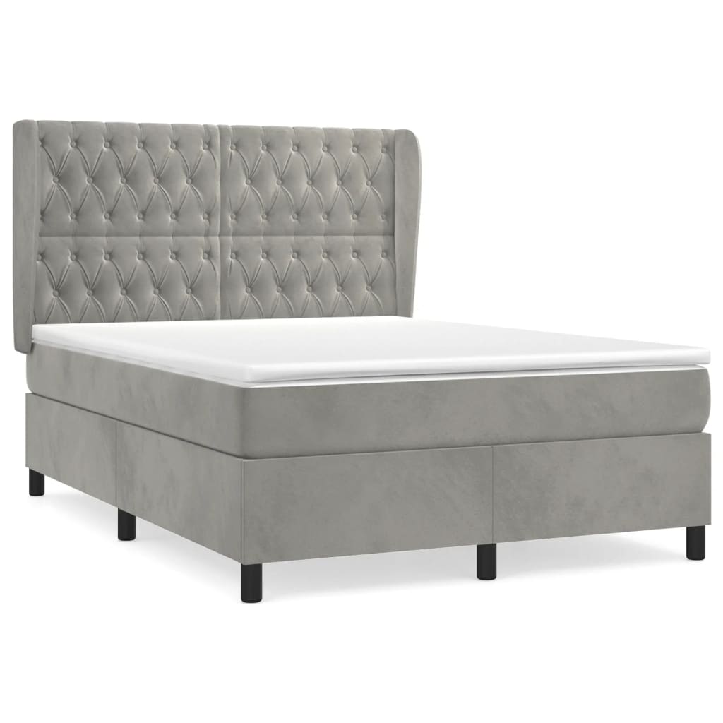 Giroletto a Molle con Materasso Grigio Chiaro 140x200cm Velluto | homemem39