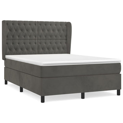 Giroletto a Molle con Materasso Grigio Scuro 140x200 cm Velluto | homemem39