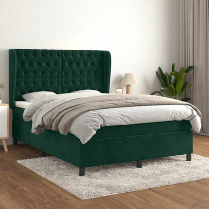 Giroletto a Molle con Materasso Verde Scuro 140x200 cm Velluto | homemem39