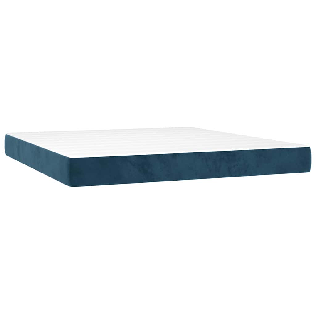 Giroletto a Molle con Materasso Blu Scuro 140x200 cm in Velluto