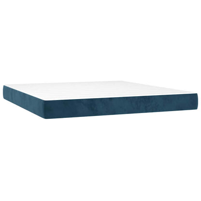 Giroletto a Molle con Materasso Blu Scuro 140x200 cm in Velluto