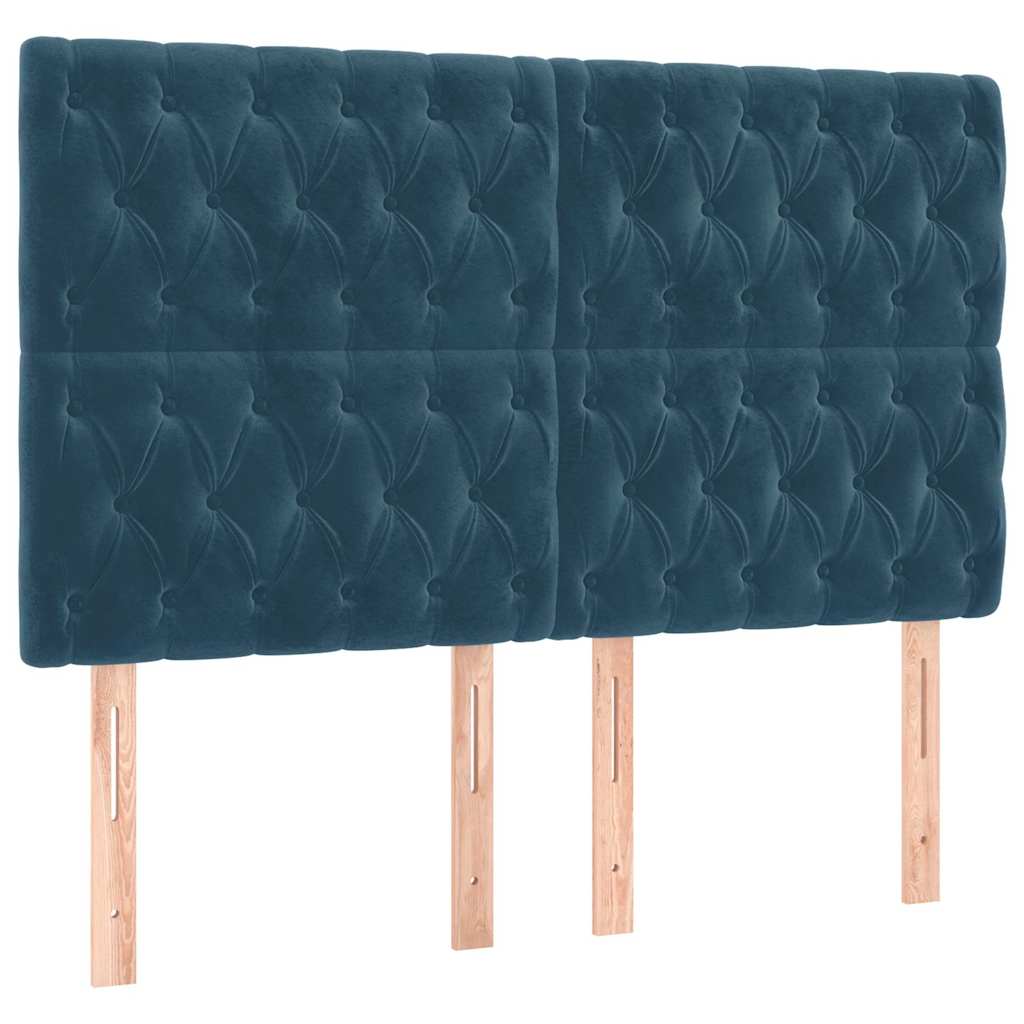 Giroletto a Molle con Materasso Blu Scuro 140x200 cm in Velluto