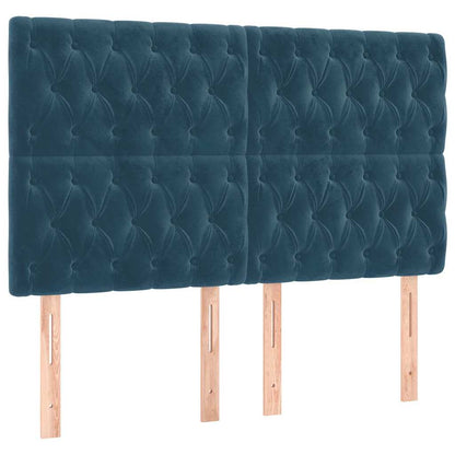 Giroletto a Molle con Materasso Blu Scuro 140x200 cm in Velluto