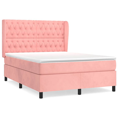 Giroletto a Molle con Materasso Rosa 140x200 cm in Velluto