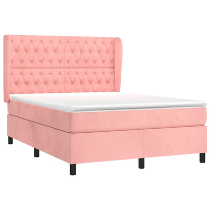 Giroletto a Molle con Materasso Rosa 140x200 cm in Velluto
