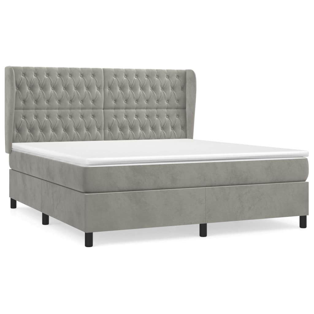 Giroletto a Molle con Materasso Grigio Chiaro 160x200cm Velluto | homemem39