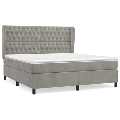 Giroletto a Molle con Materasso Grigio Chiaro 160x200cm Velluto | homemem39