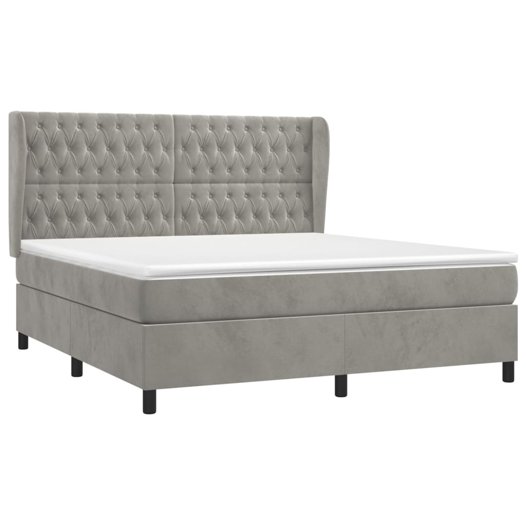 Giroletto a Molle con Materasso Grigio Chiaro 160x200cm Velluto | homemem39