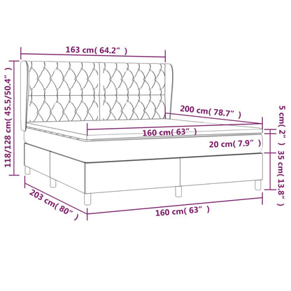 Giroletto a Molle con Materasso Grigio Chiaro 160x200cm Velluto | homemem39