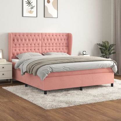 Giroletto a Molle con Materasso Rosa 160x200 cm in Velluto | homemem39