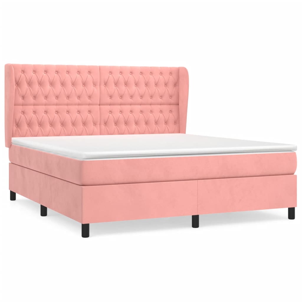 Giroletto a Molle con Materasso Rosa 180x200 cm in Velluto | homemem39