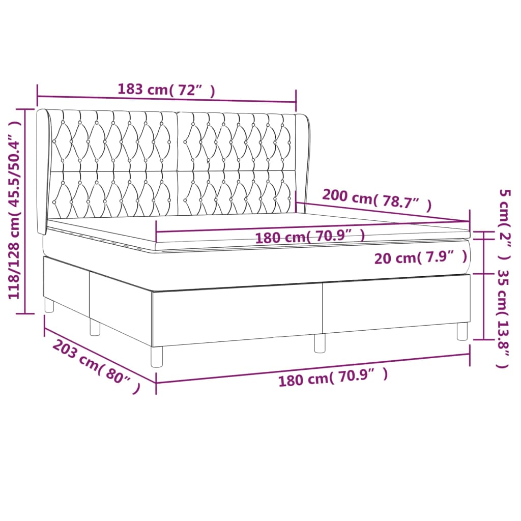 Giroletto a Molle con Materasso Rosa 180x200 cm in Velluto | homemem39